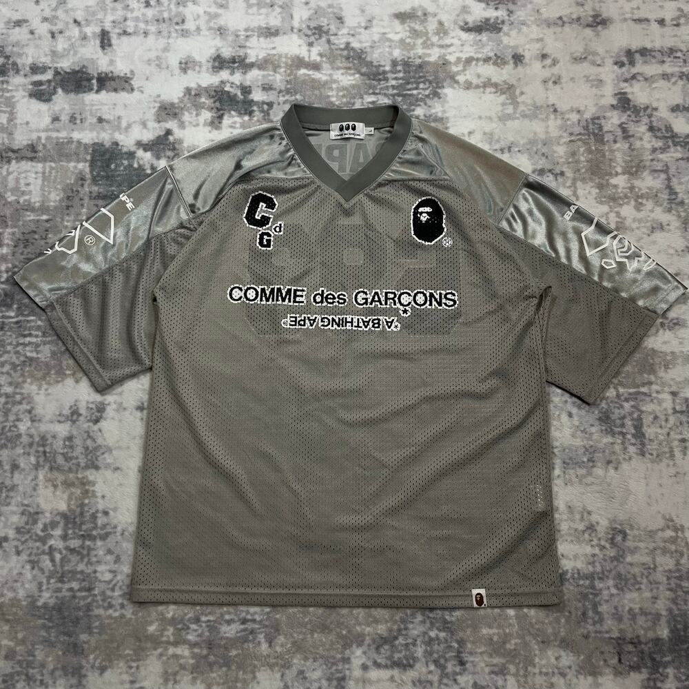 Authentic Bape x Comme Des Garçons Osaka Mesh Football Jersey L